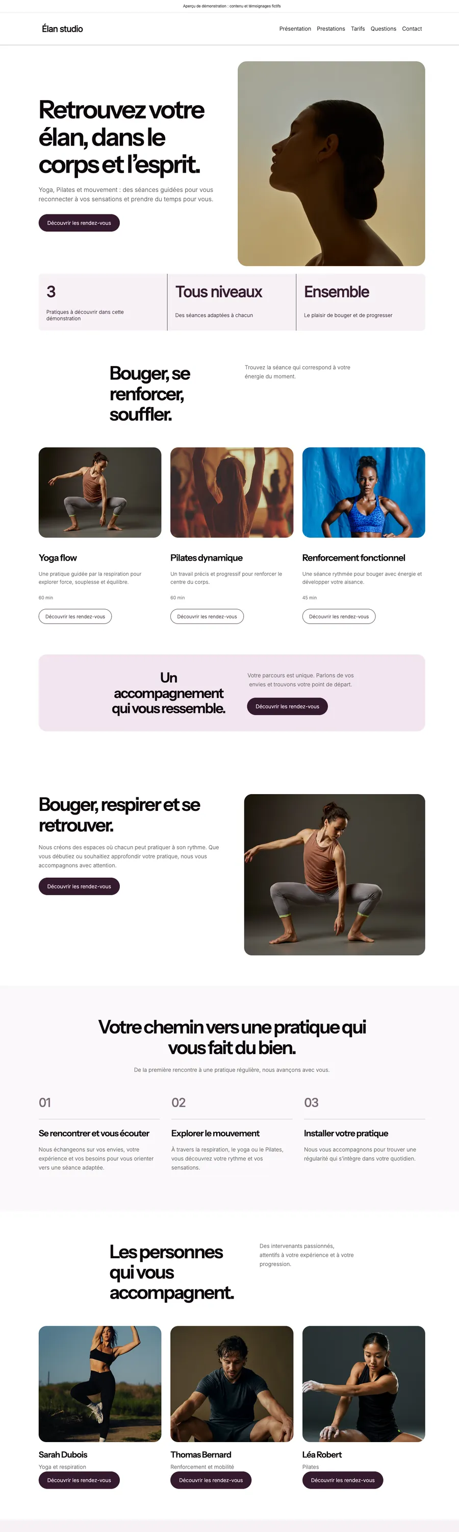 Website preview with the Élan theme