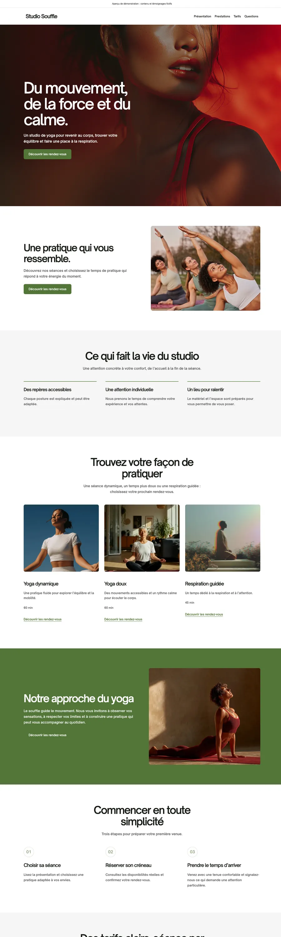 Website preview with the Souffle theme