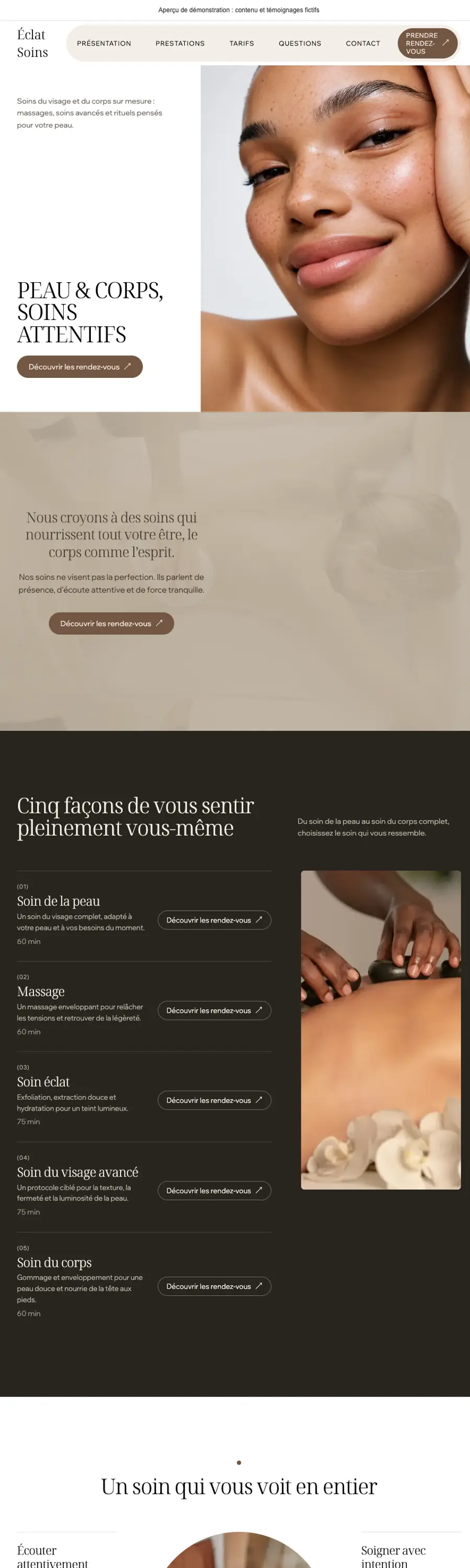 Website preview with the Éclat theme