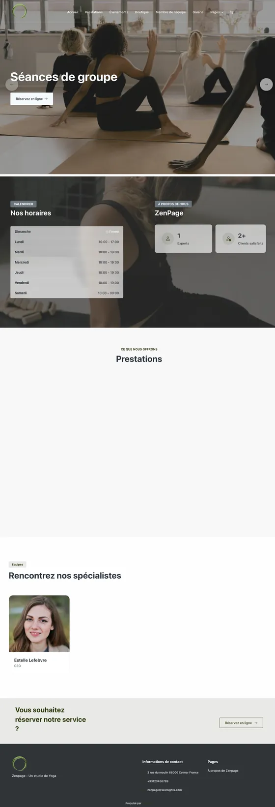 Website preview with the Zen theme