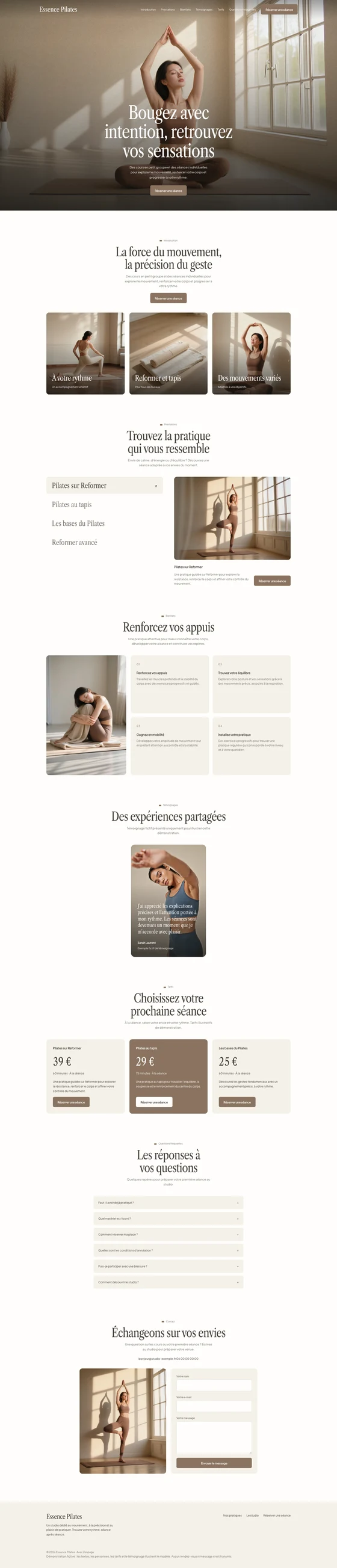 Website preview with the Essence theme