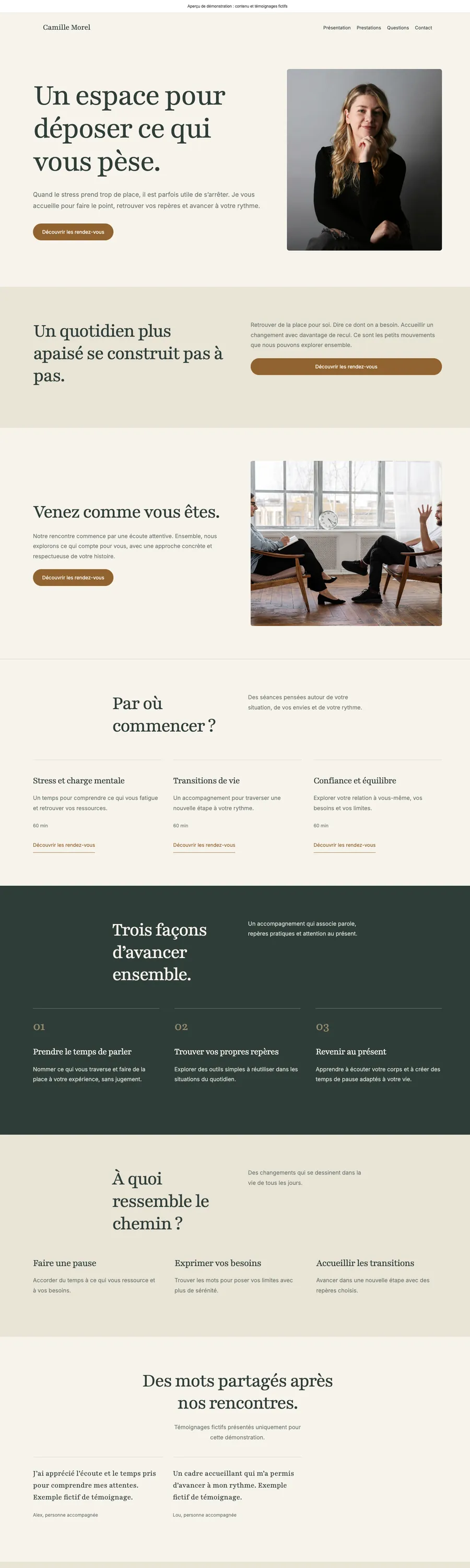 Website preview with the Canopée theme